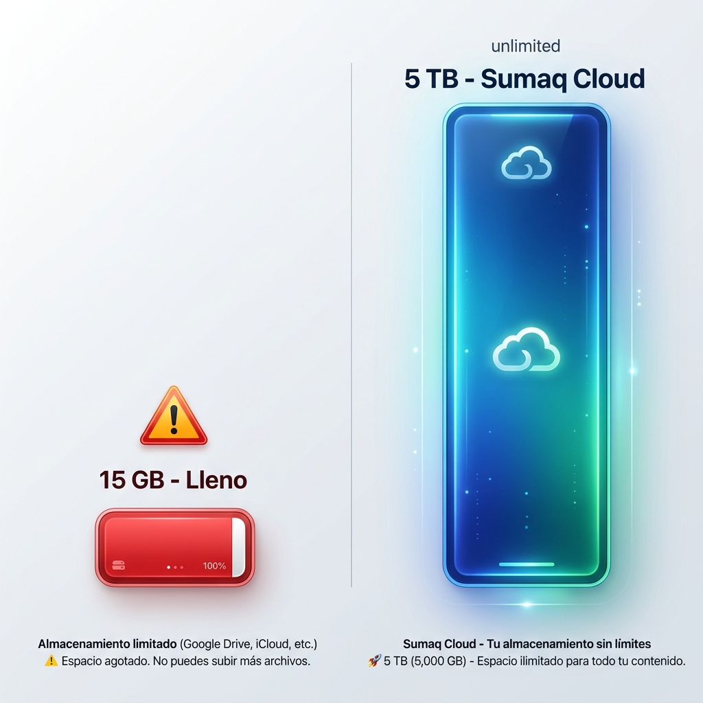 Comparativa de Almacenamiento 15GB vs 5TB
